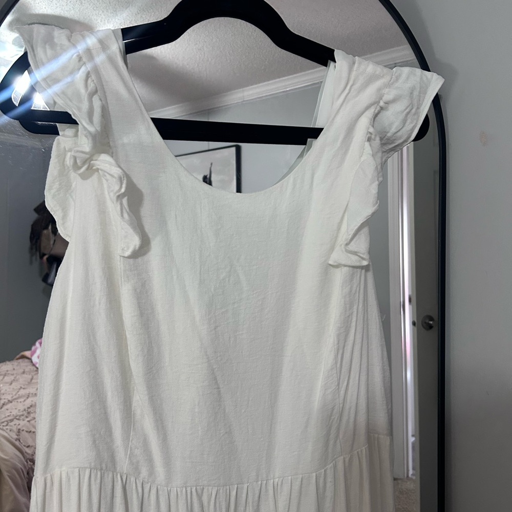 CeCe White Ruffle Sleeve Maxi Dress sz XL - Picture 2 of 11
